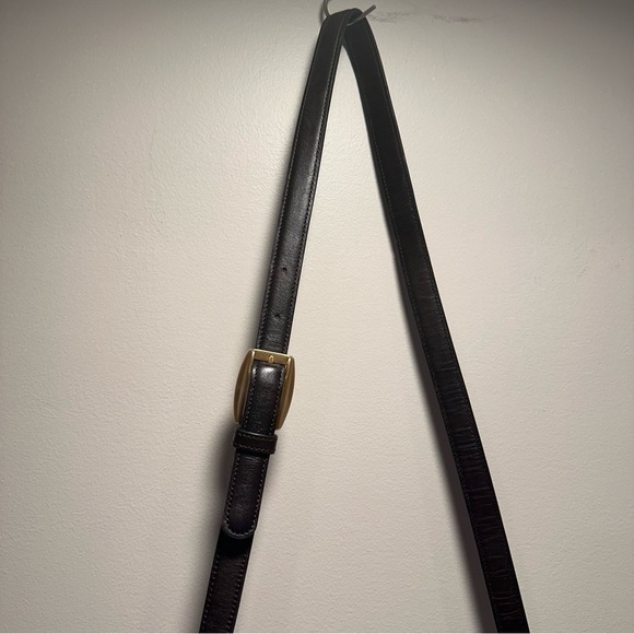 Dana Buchman Dark Brown Genuine Leather Gold Leaf & Signature Zipper Vintage EUC - Picture 12 of 16